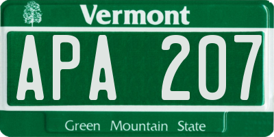 VT license plate APA207