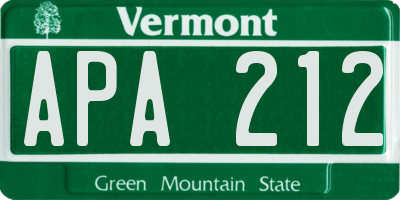 VT license plate APA212