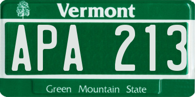 VT license plate APA213