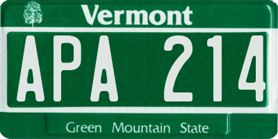 VT license plate APA214
