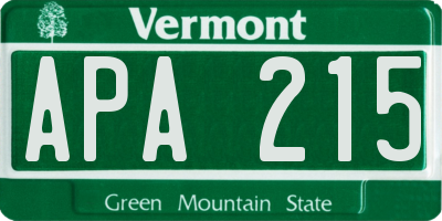 VT license plate APA215