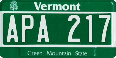 VT license plate APA217