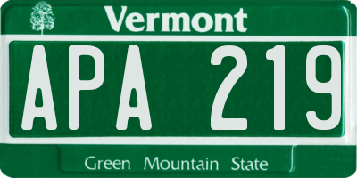 VT license plate APA219