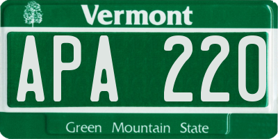 VT license plate APA220