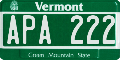 VT license plate APA222