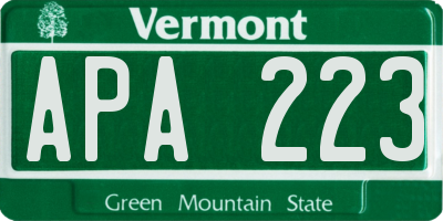 VT license plate APA223