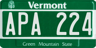 VT license plate APA224