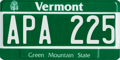 VT license plate APA225