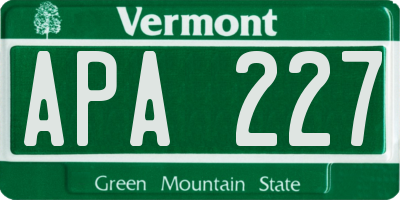 VT license plate APA227