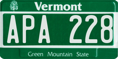 VT license plate APA228