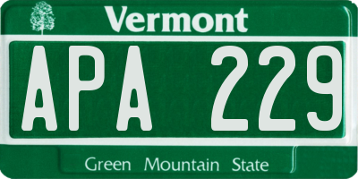 VT license plate APA229