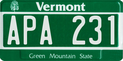 VT license plate APA231