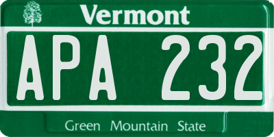 VT license plate APA232