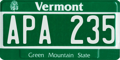 VT license plate APA235