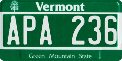 VT license plate APA236