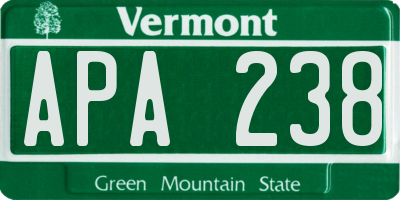 VT license plate APA238