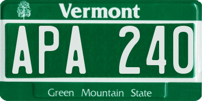 VT license plate APA240