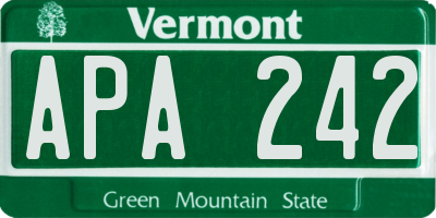 VT license plate APA242