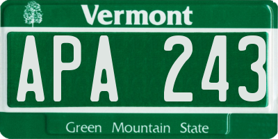 VT license plate APA243