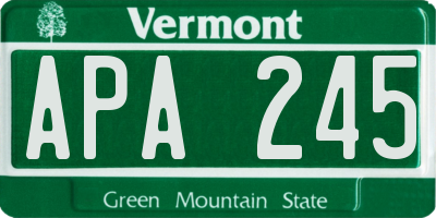 VT license plate APA245