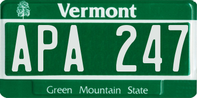 VT license plate APA247