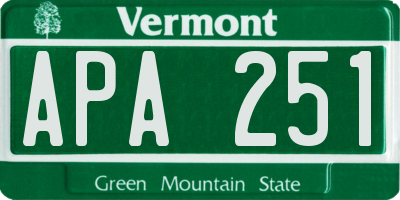 VT license plate APA251
