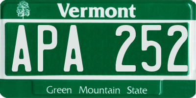 VT license plate APA252