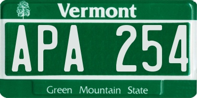 VT license plate APA254