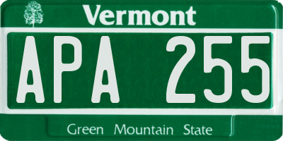 VT license plate APA255
