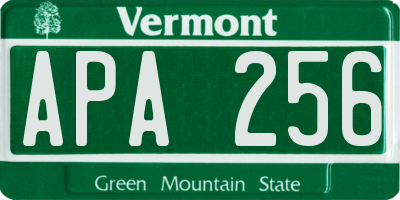 VT license plate APA256
