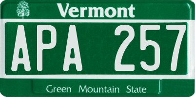 VT license plate APA257