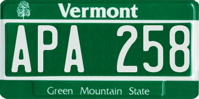 VT license plate APA258
