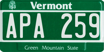 VT license plate APA259
