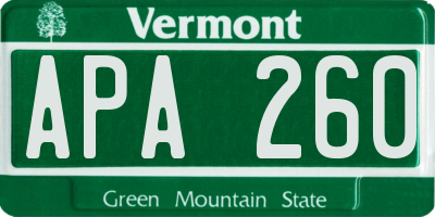 VT license plate APA260