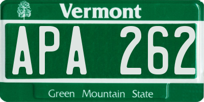 VT license plate APA262