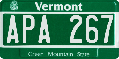 VT license plate APA267