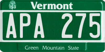 VT license plate APA275