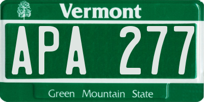 VT license plate APA277
