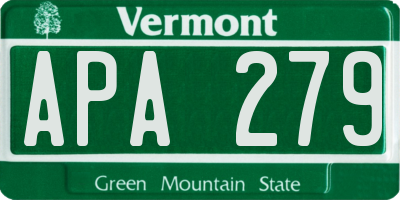 VT license plate APA279