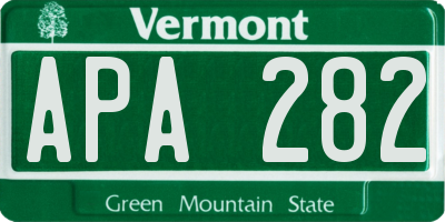 VT license plate APA282