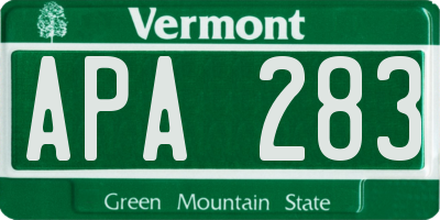 VT license plate APA283