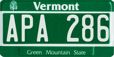 VT license plate APA286