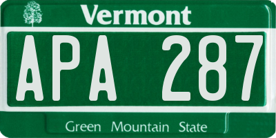 VT license plate APA287