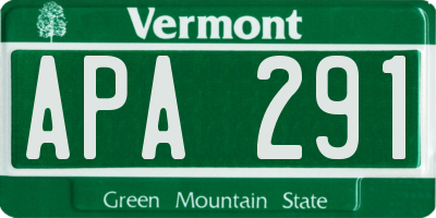VT license plate APA291