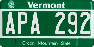 VT license plate APA292
