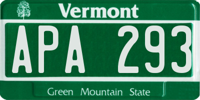 VT license plate APA293
