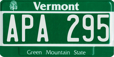 VT license plate APA295