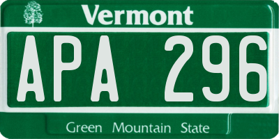 VT license plate APA296
