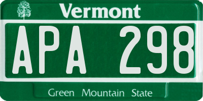 VT license plate APA298