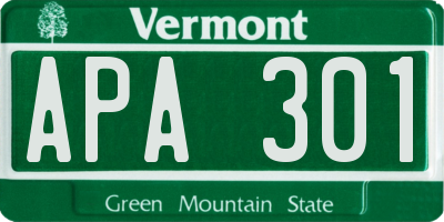 VT license plate APA301